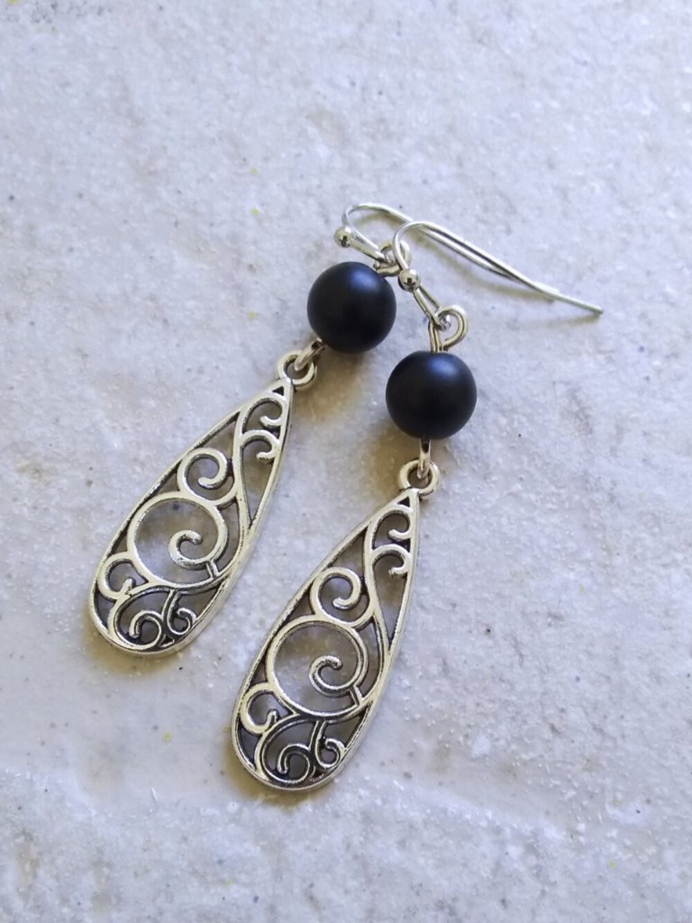 Scroll Work - Feminine Dangle Earrings - Handmade - Only 1 Pair Available